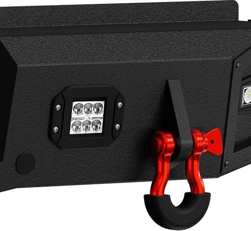 المصد الأمامي والخلفي YZONA متوافق مع 2021-2024 Ford F150 F-150 مع مصابيح LED ولوحة الونش وفتحات المستشعر وقوس لوحة الترخيص والدرع القابل للطلاء والحلقات على شكل حرف D (باستثناء الإضاءة EV وRaptor) in Kuwait