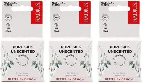 RADIUS Natural Unscented Silk Dental Floss 33 Yards Vegan & Non-Toxic Oral Care Boost & Designed to Help Fight Plaque Clear - Pack of 1 in Saudi Arabia