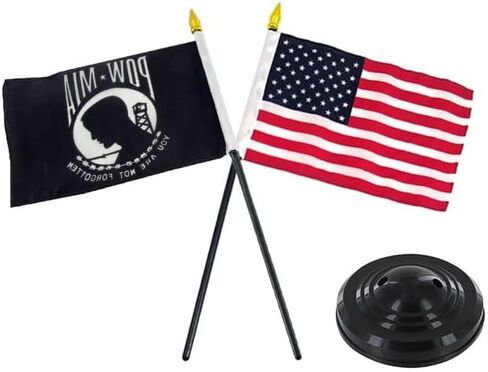 مجموعة مكتب POW MIA سجين الحرب والعلم الأمريكي الأمريكي مقاس 4 × 6 بوصات قاعدة سوداء in Kuwait