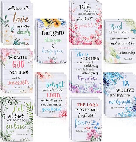 Qeeenar 100 Pcs Mini Colorful Floral Bible Verse Notebooks Christian Gift Bible Journal Religious Motivational Notepads Kraft Verse Scripture Mother's Day Gifts for Women Men Office School in Kuwait