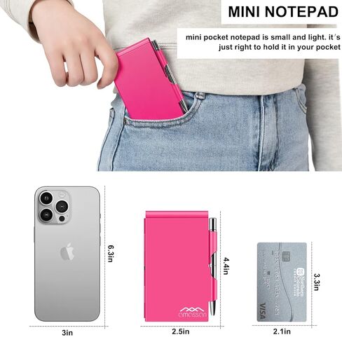 amassan Metal Small Notebook, Mini Notepad, Small Pocket Notepad Aluminum Note Case with Mini Metal Pen and 60-Page Sheets - Memo Books Note Pads (2pcs-Pink+Magenta) in Kuwait