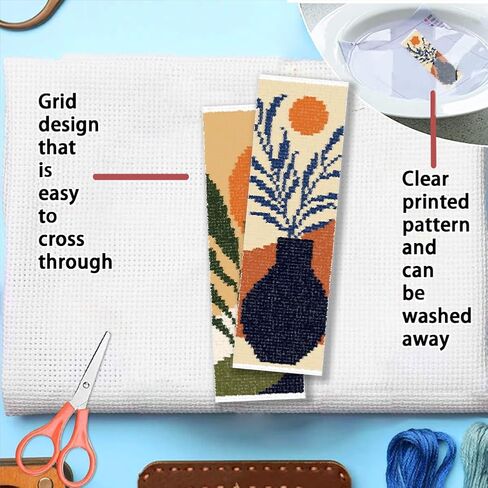 FREEBLOSS 12 Set Cross Stitch Bookmark Kit 11 CT Stamped Cross Stitch Kit DIY Embroidery Bookmark Kits for Adult Beginners with Instructions 6 x 20 cm/8" x 2.4", Bohemia Pattern in Kuwait