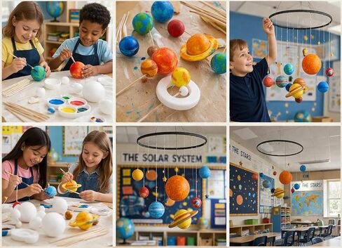 Solar System Craft Kit – Made in USA - DIY Planet Model Set with Foam Balls & Bamboo Sticks for School Projects, Crafts & Creative Activities (23 Pieces) in Saudi Arabia