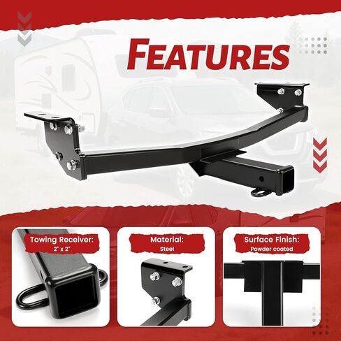 ECOTRIC 2" Class 3 Tow Trailer Hitch Receiver Compatible with 2008-2020 Nissan Rogue Models 2014 2015 Nissan Rogue Select Square Steel Rear Trailer Tow Hitch Receiver Powder Coated Black in Kuwait