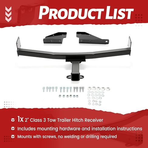 ECOTRIC 2" Class 3 Tow Trailer Hitch Receiver Compatible with 2008-2020 Nissan Rogue Models 2014 2015 Nissan Rogue Select Square Steel Rear Trailer Tow Hitch Receiver Powder Coated Black in Kuwait