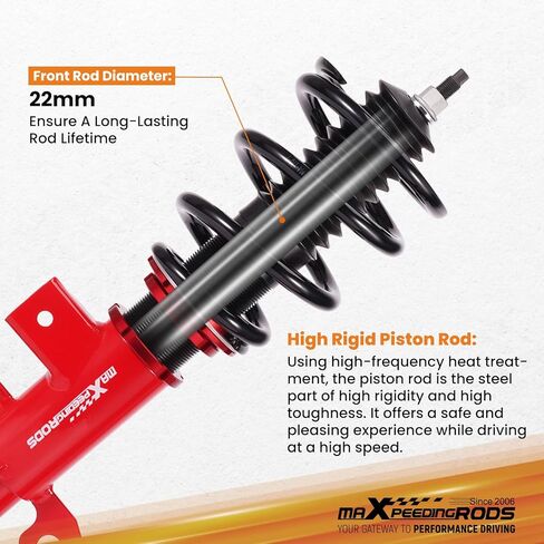 maxpeedingrods Coilovers for Dodge Dart FWD 2013-2016، طقم تعليق Coilovers قابل للتعديل للارتفاع، دعامات ممتصة للصدمات معدة مسبقًا، طقم خفض أحمر in Kuwait