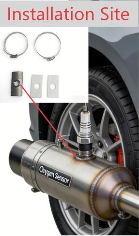 60012 Car Universal Oxygen Sensor Bung Kit - No-Weld Exhaust Mount with 18mm x 1.5 Thread, Stainless Steel Clamps & Gaskets, for Standard Round Exhaust Pipes in Saudi Arabia