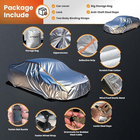Snow Waterproof Small Car Cover Heavy Duty Sport Car Covers for Automobiles All Weather Durability Scratch Free Cotton Full Exterior Cover Fit Coupe 163" to 178" in Saudi Arabia