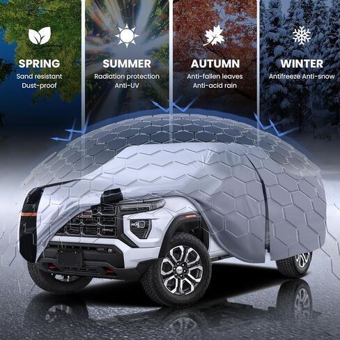 Multi-Layer Canyon Truck Cover, Custom Fit Canyon 2004-2026 Extended/Crew Cab SB(5'-6.1') Car Cover Waterproof All Weather, Full Exterior Cover Rain Wind Dust and UV Protection with Door Zipper in Saudi Arabia