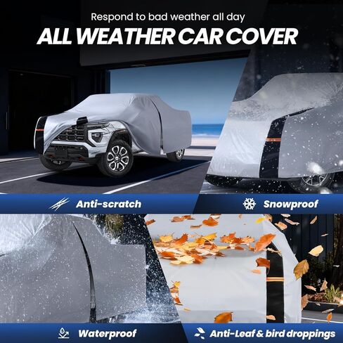Multi-Layer Canyon Truck Cover, Custom Fit Canyon 2004-2026 Extended/Crew Cab SB(5'-6.1') Car Cover Waterproof All Weather, Full Exterior Cover Rain Wind Dust and UV Protection with Door Zipper in Saudi Arabia