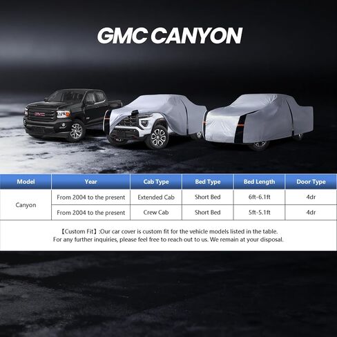 Multi-Layer Canyon Truck Cover, Custom Fit Canyon 2004-2026 Extended/Crew Cab SB(5'-6.1') Car Cover Waterproof All Weather, Full Exterior Cover Rain Wind Dust and UV Protection with Door Zipper in Saudi Arabia