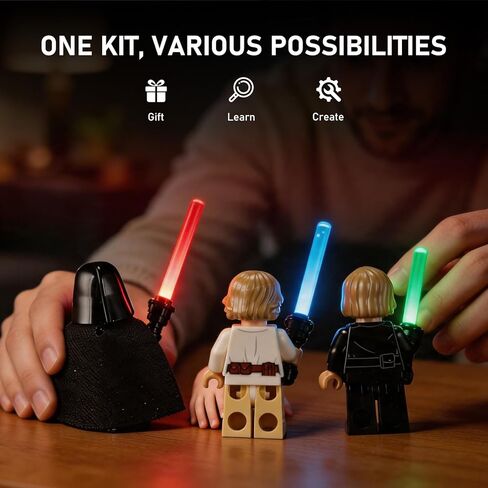 مجموعة إضاءة LED ثلاثية الألوان من BRIKSMAX لشخصيات LEGO Star Wars الصغيرة، كابل 30 سم مع ملحقات وحدات 15/20/30 سم، إضاءة متعددة الألوان لحالات العرض والمكاتب (لا تتضمن شخصية صغيرة) in Kuwait