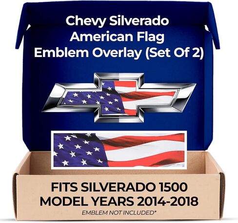 Chevy Silverado American Flag Grille Tailgate Bowtie Overlay Decals 2014-2018 Set of 2 in Saudi Arabia