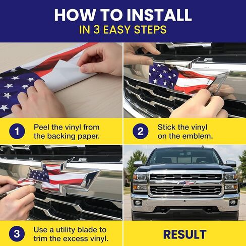 Chevy Silverado American Flag Grille Tailgate Bowtie Overlay Decals 2014-2018 Set of 2 in Saudi Arabia