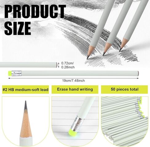 50 Pack Glow in the Dark Pencils Bulk Fun Green Fluorescent Glow Writing Pencil with Eraser Drawing Stationery for Classroom Student Kid Homework School Reward Supplies Party Favors Gifts in Saudi Arabia