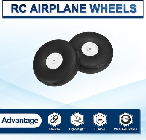 عجلات طائرة MECCANIXITY RC مقاس 2.8 بوصة OD RC Aircraft PU عجلات مطاطية بديلة لعجلة الذيل لطائرة هليكوبتر طراز RC DIY، حزمة من 8 in Kuwait