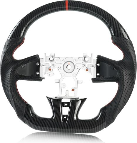 Hydro Dip Carbon Fiber Steering Wheel for Infiniti D-shaped Flat-bottom Preforated Leather Grip Hand-Stitched Steering Wheel for Infiniti Q50 2014-2017 in Saudi Arabia