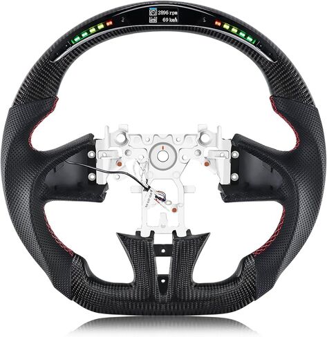 Hydro Dip Carbon Fiber Steering Wheel for Infiniti D-shaped Flat-bottom Preforated Leather Grip Hand-Stitched Steering Wheel for Infiniti Q50 2014-2017 in Saudi Arabia