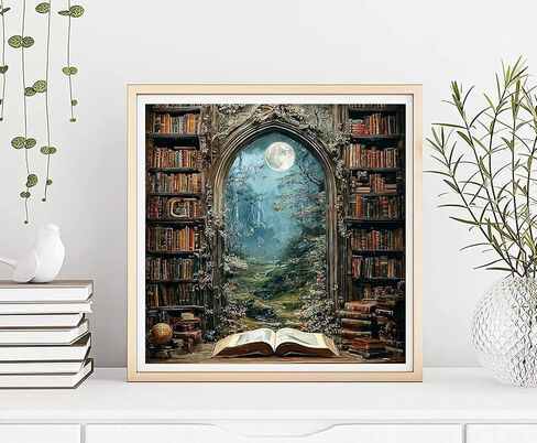 Niazidier DIY Book Diamond Art Kits للبالغين، طقم طلاء ماسي 5D للمبتدئين، طلاء فني دائري كامل بالماس لديكور جدار المنزل، هدية للكبار. (مكتبة) in Kuwait