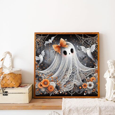 Xylogist Halloween Diamond Art Kits for Adults, 5D Halloween Diamond Painting, DIY Ghost Paint by Diamonds for Adults, Full Drill Gem Art for Adults for Home Wall Decor 14x14 Inch in Saudi Arabia