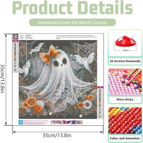 Xylogist Halloween Diamond Art Kits for Adults, 5D Halloween Diamond Painting, DIY Ghost Paint by Diamonds for Adults, Full Drill Gem Art for Adults for Home Wall Decor 14x14 Inch in Saudi Arabia