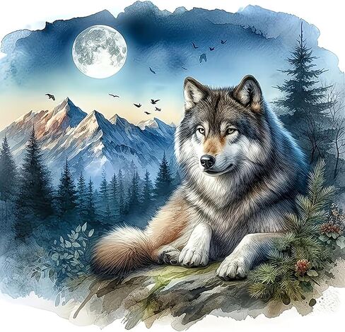 Ekuxom Wolf Diamond Art Kits for Adults -5D Diamond Painting Kits for Adults Beginners-DIY Full Drill Paint by Diamonds Dot Gem Art for Home Wall Decor 14x14inch in Saudi Arabia