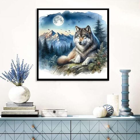 Ekuxom Wolf Diamond Art Kits for Adults -5D Diamond Painting Kits for Adults Beginners-DIY Full Drill Paint by Diamonds Dot Gem Art for Home Wall Decor 14x14inch in Saudi Arabia