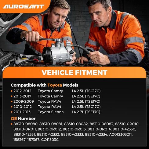 AC Compressor Compatible with Toyota Camry 2012 2013 2014 2015 2016 2017 2.5L,RAV4 2009 2010 2011 2012 2.5L,Sienna 2011-2013 2.7L Pre-filled with Compressor Oil in Saudi Arabia