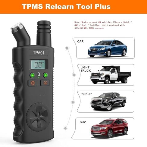 أداة إعادة تعلم TPA01 TPMS لمركبات جنرال موتورز، أداة تنشيط مستشعر 2 في 1 مع مقياس ضغط الإطارات الرقمي 150 رطل لكل بوصة مربعة، إعادة ضبط سريعة وسهلة في دقائق in Kuwait