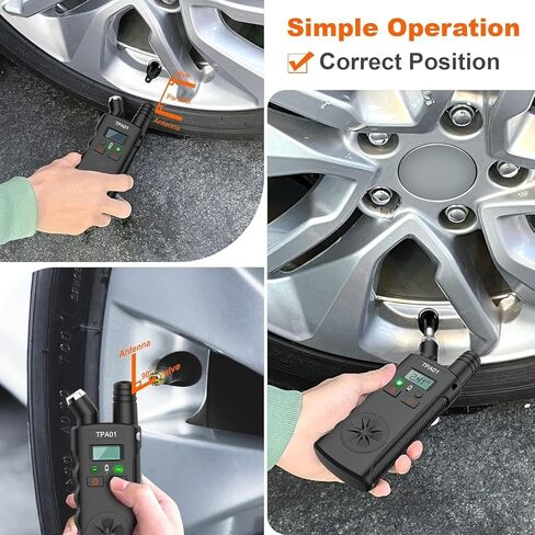 أداة إعادة تعلم TPA01 TPMS لمركبات جنرال موتورز، أداة تنشيط مستشعر 2 في 1 مع مقياس ضغط الإطارات الرقمي 150 رطل لكل بوصة مربعة، إعادة ضبط سريعة وسهلة في دقائق in Kuwait