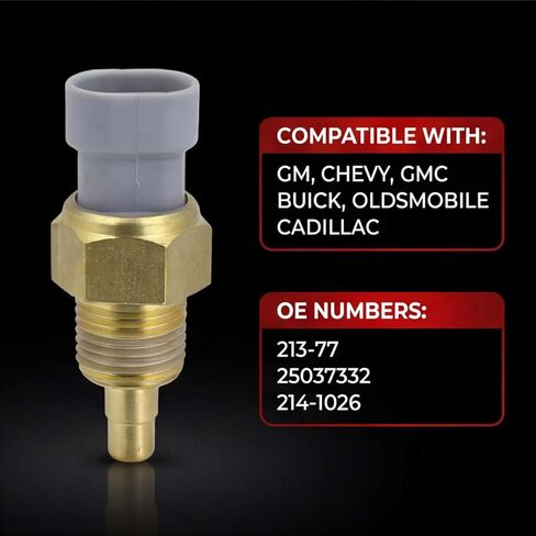 مستشعر درجة حرارة سائل تبريد المحرك 213-77 متوافق مع GM Chevy GMC Buick Oldsmobile C1500 K1500 Tahoe Impala Jimmy Yukon Regal 25037332 214-1026 in Kuwait