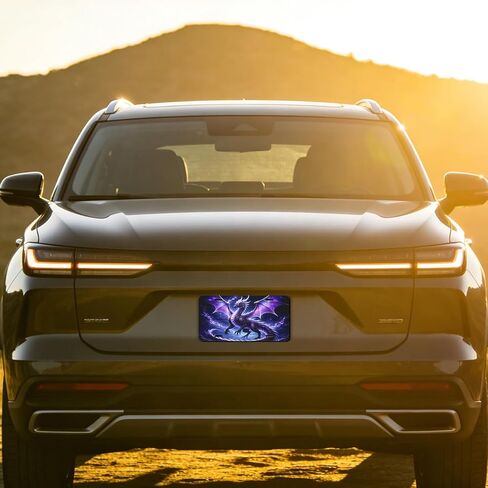Dragon Front License Plate Purple Galaxy Fantasy Art Car Decorative License Plates Aluminum Metal Decor Accessory Novelty Vanity Tag Cover with 4 Holes for Men Women 6" X 12" in Kuwait