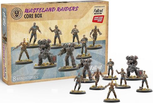 Modiphius Entertainment: Fallout: Miniatures - Wasteland Raiders Core Box - 8 أشكال وقواعد بلاستيكية 32 مم، غير مطلية وغير مجمعة، مجموعة RPG للطاولة in Kuwait