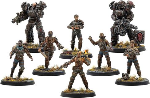 Modiphius Entertainment: Fallout: Miniatures - Wasteland Raiders Core Box - 8 أشكال وقواعد بلاستيكية 32 مم، غير مطلية وغير مجمعة، مجموعة RPG للطاولة in Kuwait