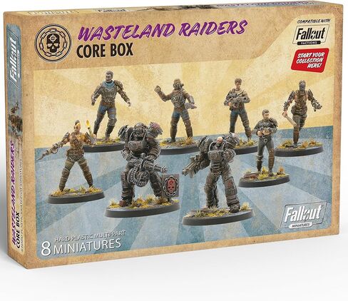 Modiphius Entertainment: Fallout: Miniatures - Wasteland Raiders Core Box - 8 أشكال وقواعد بلاستيكية 32 مم، غير مطلية وغير مجمعة، مجموعة RPG للطاولة in Kuwait
