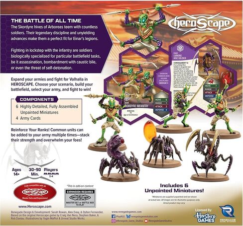Renegade Game Studios Heroscape Skordyre Soldiers توسيع الجيش المشترك، 6 منمنمات معركة الطاولة in Kuwait