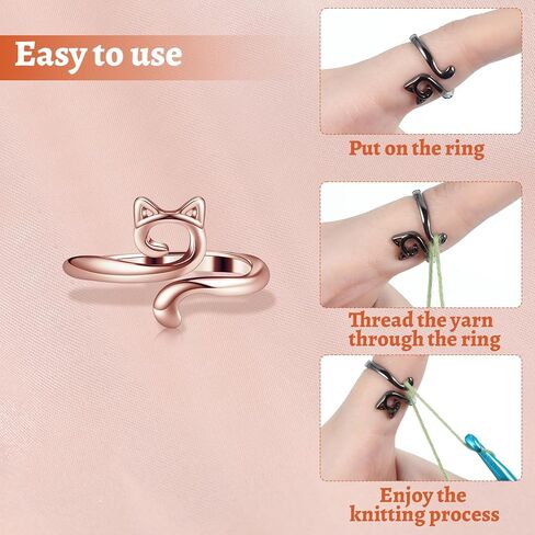 JJUNW 10Pcs Crochet Ring, Crochet Tension Ring, Adjustable Crochets Rings for Finger Yarn Holder for Crocheting, Knitting Crochets Supplies Gift for Crocheters, Knitters, Mom and Women in Kuwait