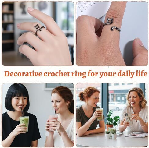 JJUNW 10Pcs Crochet Ring, Crochet Tension Ring, Adjustable Crochets Rings for Finger Yarn Holder for Crocheting, Knitting Crochets Supplies Gift for Crocheters, Knitters, Mom and Women in Kuwait