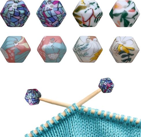 Mnvhoky Hexagon Pattern Knitting Needle End Caps, Silicone Stitch Holders, Needle Stoppers for 3mm-10mm Needles(8PCS) in Saudi Arabia