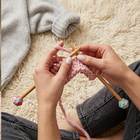 HJZHII 18 Pcs Knitting Needle Stoppers, Knitting Needle Point Protectors Hexagon Cute Print Knitting Needles Caps Silicone Stitch Holders Needles Tip Stoppers for Knittings Craft DIY in Kuwait