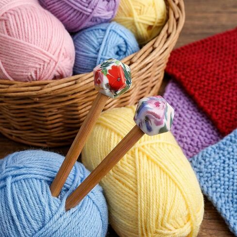 HJZHII 18 Pcs Knitting Needle Stoppers, Knitting Needle Point Protectors Hexagon Cute Print Knitting Needles Caps Silicone Stitch Holders Needles Tip Stoppers for Knittings Craft DIY in Kuwait
