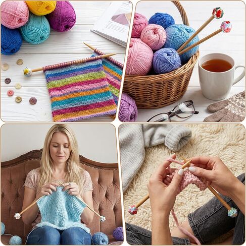 HJZHII 18 Pcs Knitting Needle Stoppers, Knitting Needle Point Protectors Hexagon Cute Print Knitting Needles Caps Silicone Stitch Holders Needles Tip Stoppers for Knittings Craft DIY in Kuwait