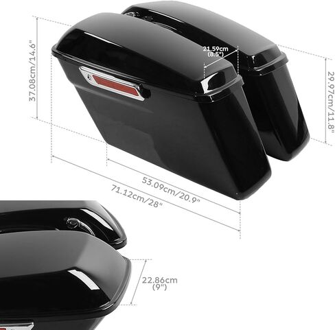 XMT-MOTO حقائب سرج صلبة سوداء زاهية تناسب Harley Touring FLT FLHT FLHTCU FLHRC Road King Road Glide Street Glide Electra Glide Ultra-Classic 2014-2023 in Kuwait