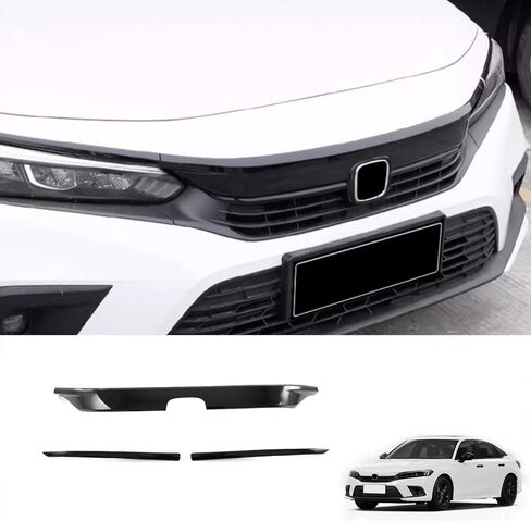 Car Accessories Front Hood Grill Cover Bonnet Trim Trims Compatible with Honda Civic 11th Gen Saden 2022 2023 2024 2025 (Glossy Black) 3 ABS (Not For Hybrid & Hatchback) in Saudi Arabia