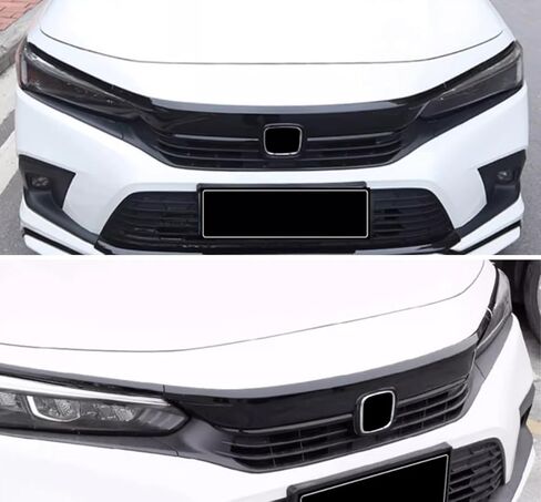 Car Accessories Front Hood Grill Cover Bonnet Trim Trims Compatible with Honda Civic 11th Gen Saden 2022 2023 2024 2025 (Glossy Black) 3 ABS (Not For Hybrid & Hatchback) in Saudi Arabia