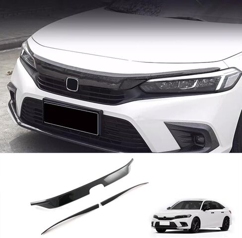 Car Accessories Front Hood Grill Cover Bonnet Trim Trims Compatible with Honda Civic 11th Gen Saden 2022 2023 2024 2025 (Glossy Black) 3 ABS (Not For Hybrid & Hatchback) in Saudi Arabia