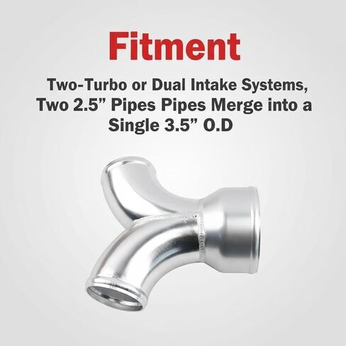 Cold Air Intake Turbo Intercooler Piping Fit for Twin-Turbo or Dual Intake Systems, Two 2.5" Pipes Merge into a Single 3.5" O.D in Saudi Arabia