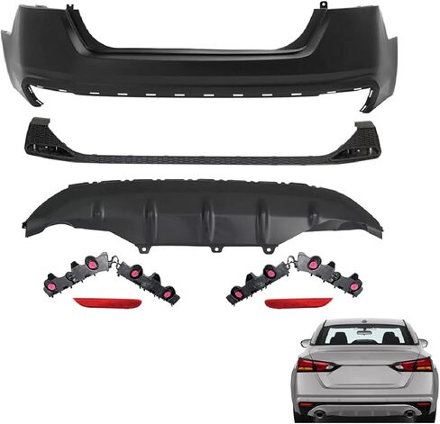 طقم غطاء مصد خلفي كامل متوافق مع 2019 2020 2021 2022 2023 Nissan Altima Platinum/S/SL/SR/SV، فتحات مستشعر W/O، مع لوحة Valance - 850716CA0H، 850226CA0H، 850B26CA1H in Kuwait