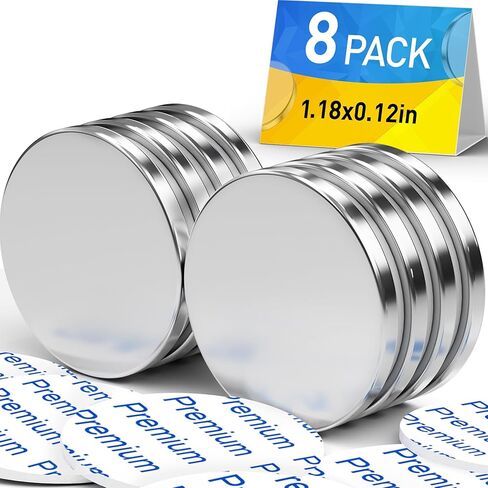 12Pack Heavy Duty Neodymium Magnets, Powerful Permanent Rare Earth Magnets, Super Strong Neodymium Disc Magnets with Double-Sided Adhesive for DIY, Building, Fridge, Craft, Office - 1.18"D x 0.12"H in Saudi Arabia