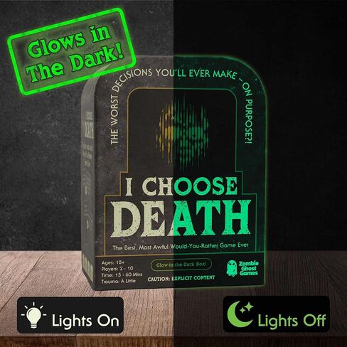 I Choose Death Would-You-Rather Card Game for Adults - Glow-in-the-Dark Tombstone Box - What Would You Rather Do Party Game with 300 Scenario Cards - Great Gift for Parties, Halloween, Birthdays - 18+ in Saudi Arabia